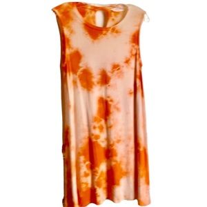 Tye dye orange  tank dress. S